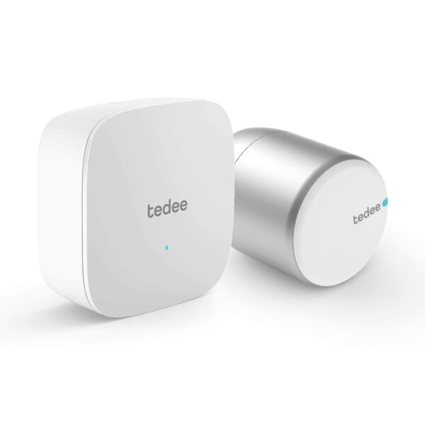 Inteligentny zamek Tedee Lock PRO – srebrny, zestaw z mostkiem Tedee
