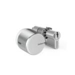 Zestaw inteligentny zamek Tedee Lock GO2 (aluminium) srebrny z białym przyciskiem + wkładka Gerda SLR 30-61/37-68 mm z zębatką (typ D)