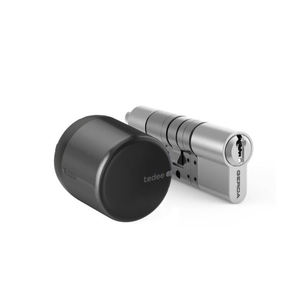 Zestaw inteligentny zamek Tedee Lock GO2 (aluminium) grafitowy z czarnym przyciskiem + wkładka Gerda SLR 30-61/37-68 mm (typ C)